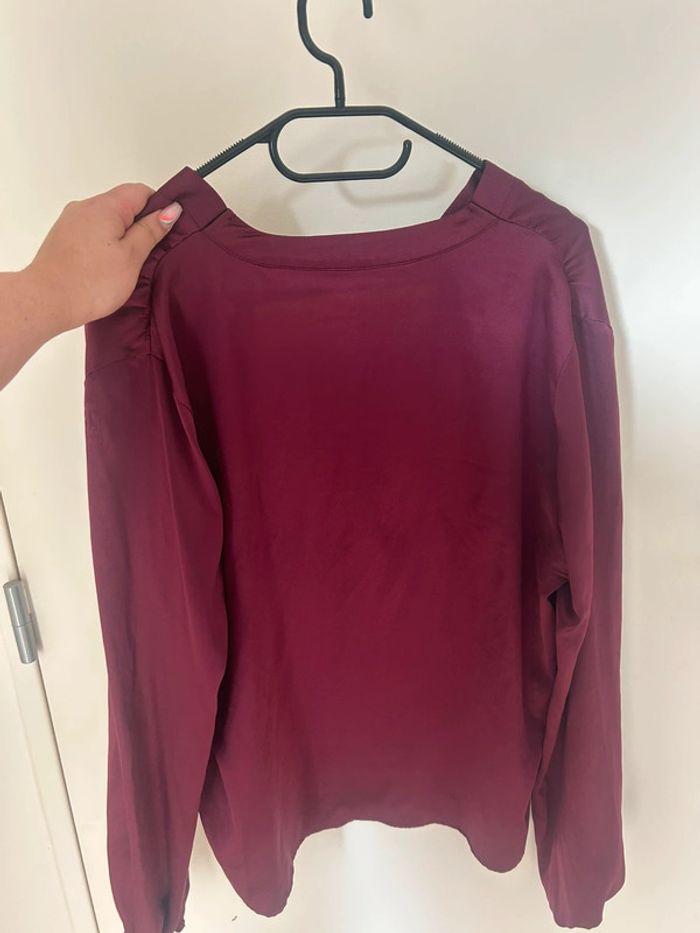 Blouse effet satinée bordeaux - photo numéro 2