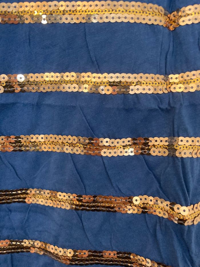 Débardeur bleu sequins dorés – Jennyfer Rebel Sailor – Taille S - photo numéro 3