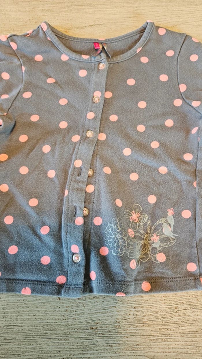 Gilet gris à points roses, manches longues, Orcehstra, 6 ans, nickel - photo numéro 4