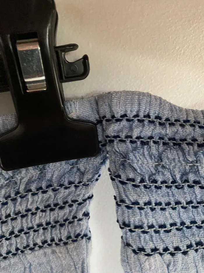 Top col bateau Jennyfer bleu ciel marine broderie anglaise - photo numéro 5