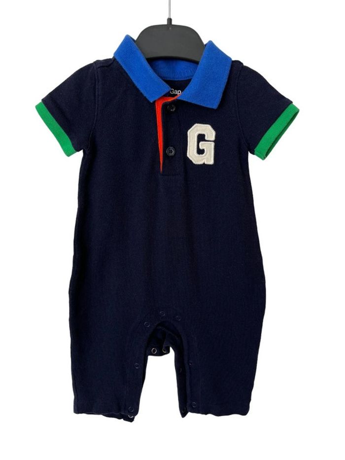 Combinaison été marine en piqué de coton (col polo) - baby GAP 3 mois - photo numéro 2