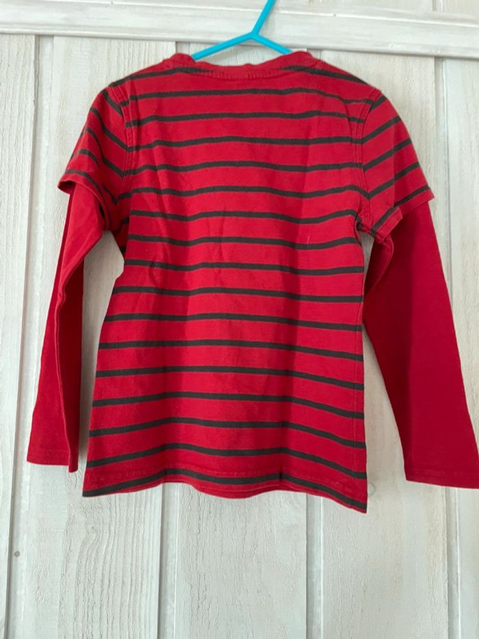T-shirt ML effet 2 en 1 rouge - 5ans - photo numéro 2