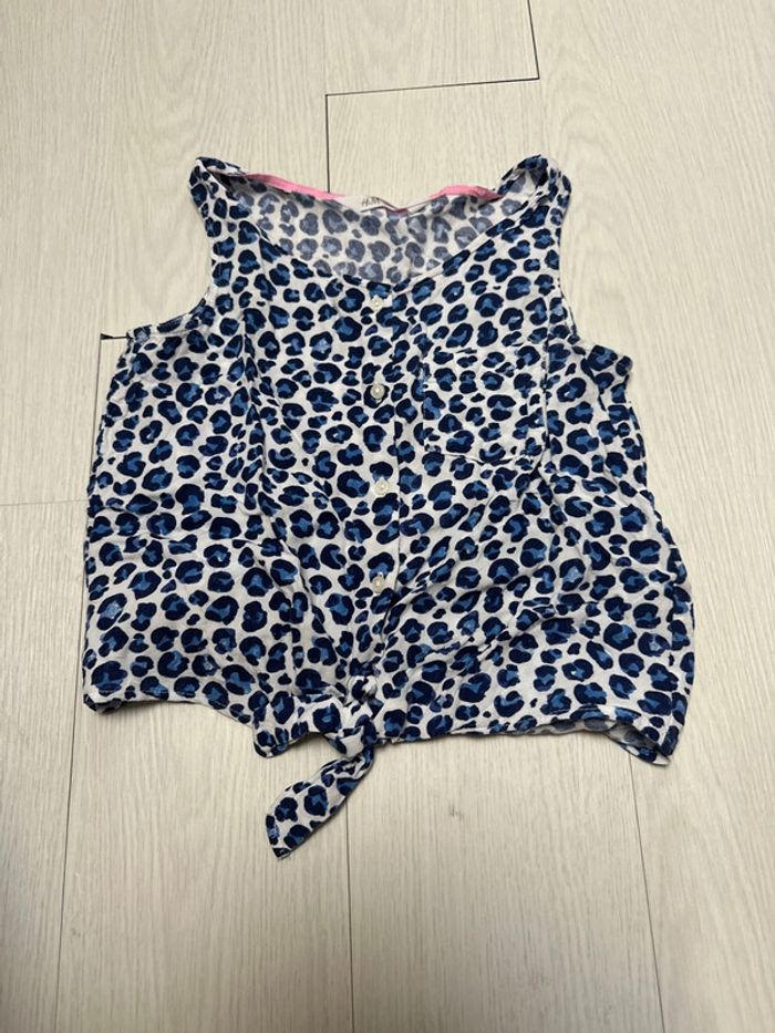 Chemise nouée Top, motif léopard bleu, H&M huit ans
