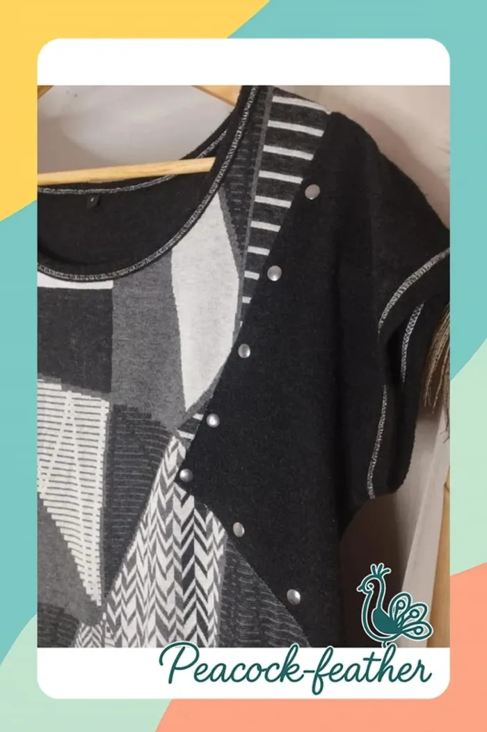 Pull sans manches noir gris T6 - photo numéro 2