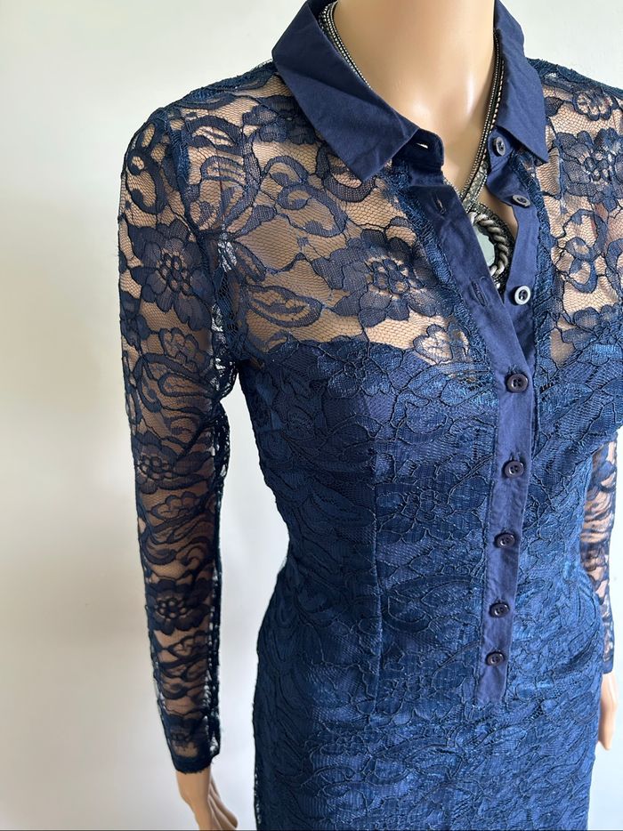 Robe bleue marine neuve en dentelle AX Paris taille US 10 - photo numéro 4