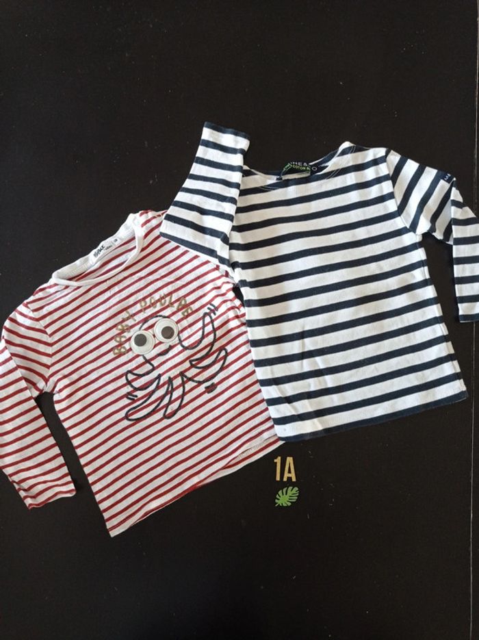 Lot de 2 tee-shirts manches longues 1 an