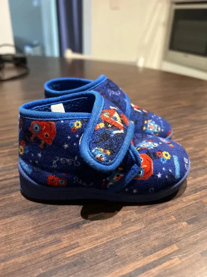 Chaussons à scratch enfant garcon thème robot espace taille 23 - photo numéro 4