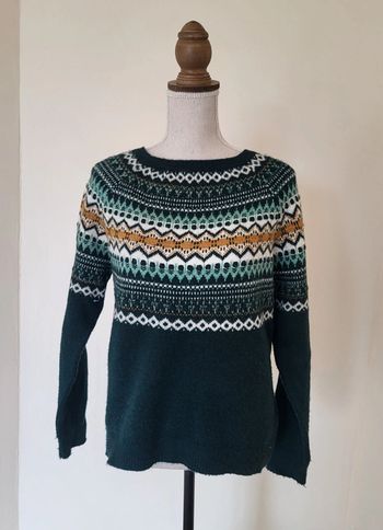 Pull d'hiver vert foncé à motifs Cache Cache Taille M ou 38