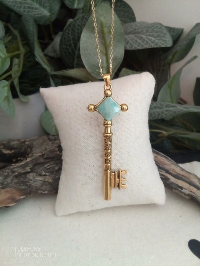 Collier clé pierre d'amazonite naturelle