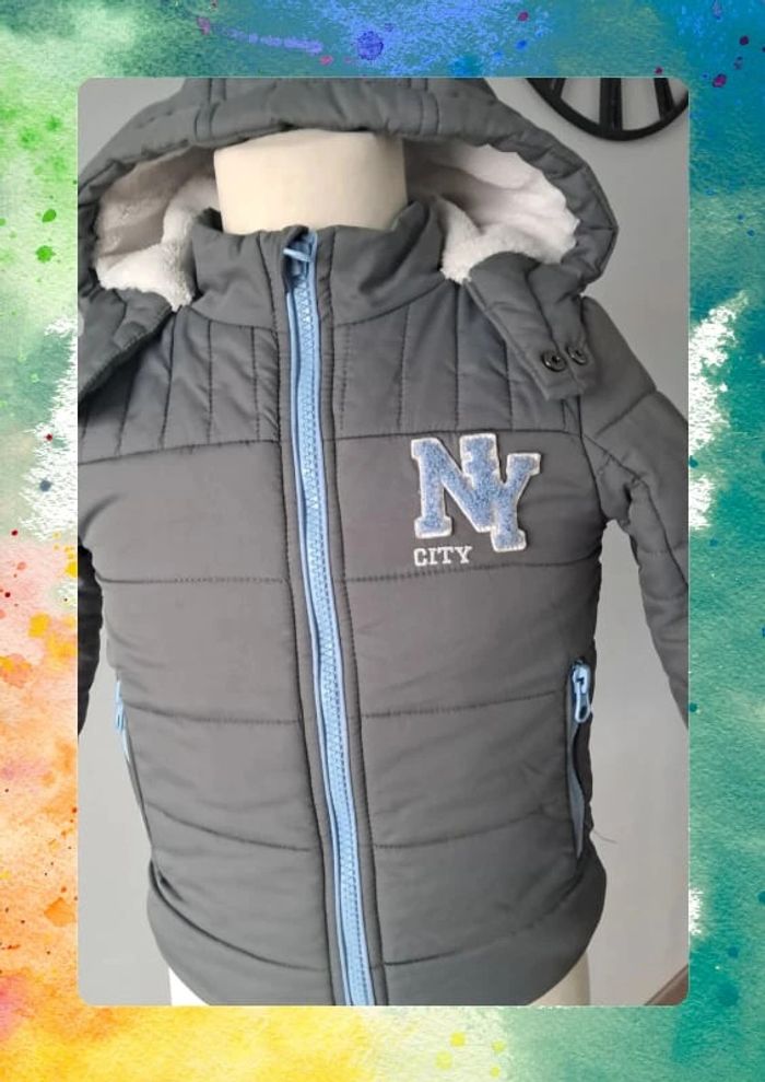 Manteau doublé polaire avec capuche 3 ans - photo numéro 2