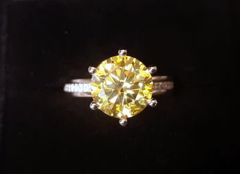 Bague gravée Au750 mariage fiançailles anniversaire Moissanite jaune 9mm 3carats cadeau pour elle