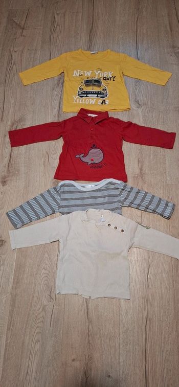 Lot 4 t-shirt ML 18mois TBE