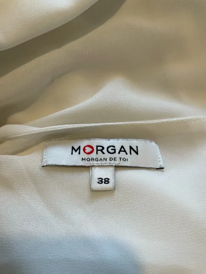 Débardeur blouse Morgan taille 38 blanc dos croisée boucle - photo numéro 6