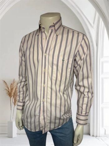 Chemise à rayures Lacoste homme - Taille 38 - Gris et rose pâle