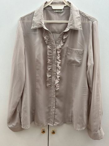 Chemise à froufrou grise - taille 44 - Jacqueline riu - vintage