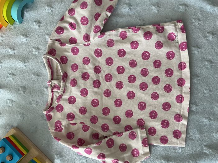 teeshirt manches longues blanc à pois fuchsia 12 mois orchestra - photo numéro 6
