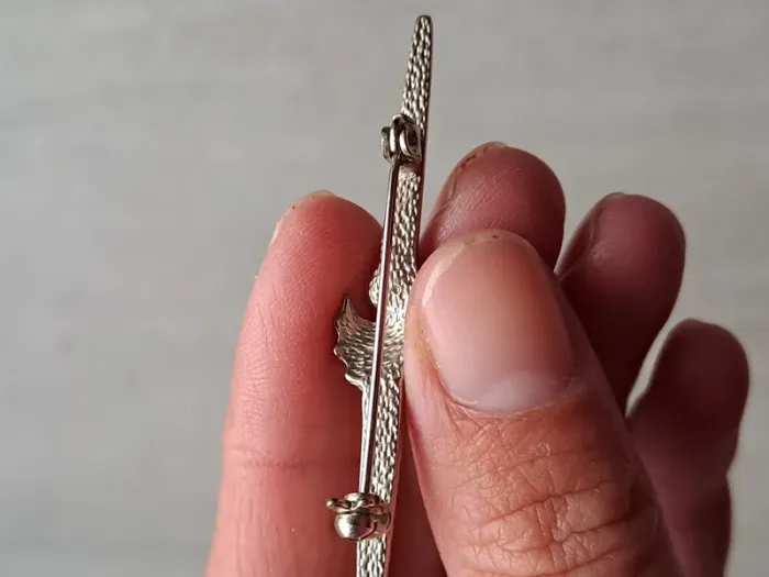 Broche vintage argenté perle - photo numéro 5