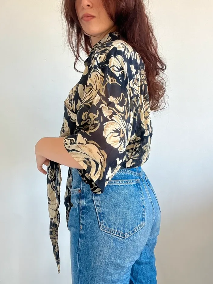 Chemise années 80 à nouer taille L - photo numéro 2