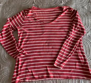 T-shirt manches longues XL rouge et blanc