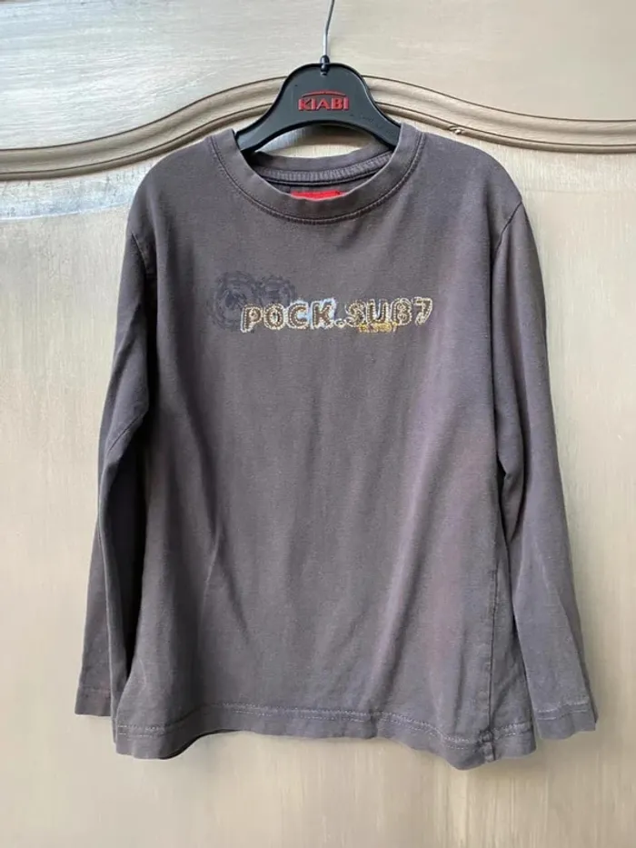 T-shirt manche longue marron 6 ans Tissaia