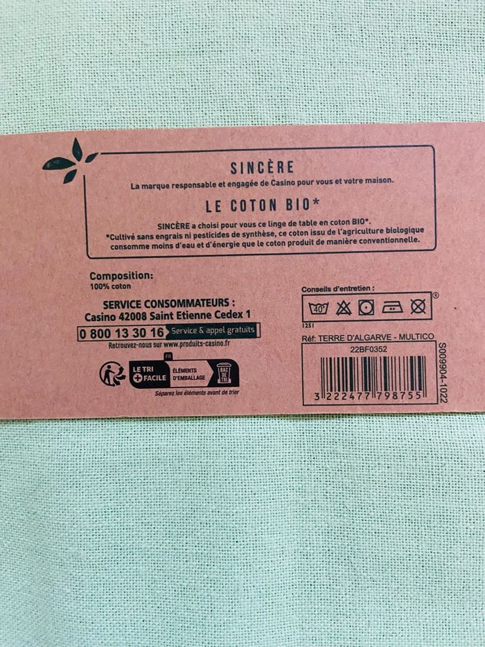 Nappe 100% coton Bio 150x200 neuve - photo numéro 5