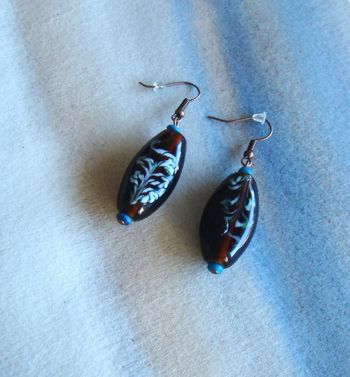 boucles or neuves perle véritable peinte création