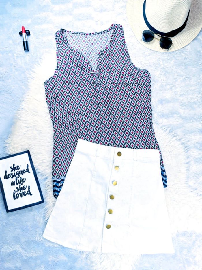 Top débardeur fluide avec décolleté en V à épingles- T.M/L ou T.38/40 🖤