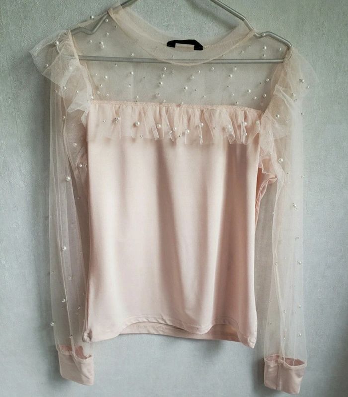 Blouse manches longues avec perle