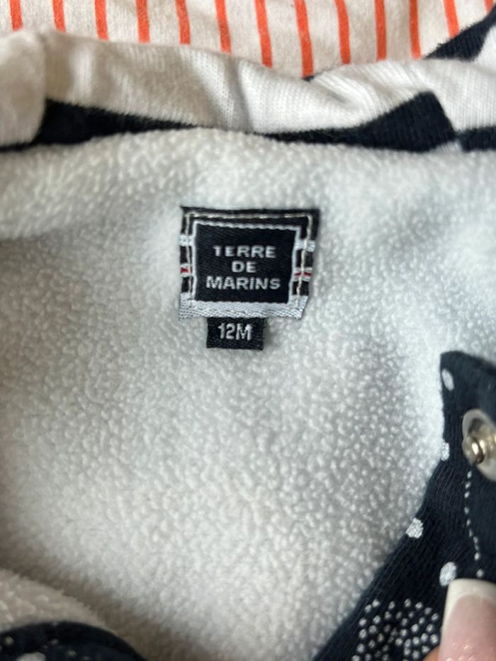 Manteau chaud bébé bleu marine fleuri 12 mois Terre de Marins - photo numéro 3