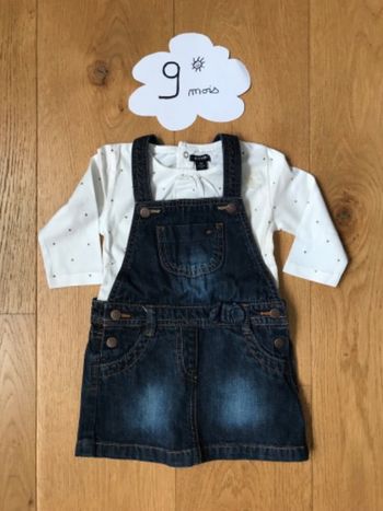 Ensemble robe salopette & tee shirt kiabi 9 mois