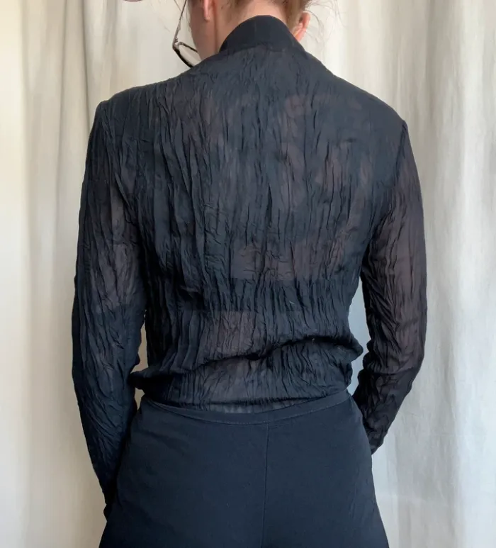 Chemise sequins perles mesh matière froissée Goth Vampire Whimsigoth vintage 90s - Taille S - photo numéro 3