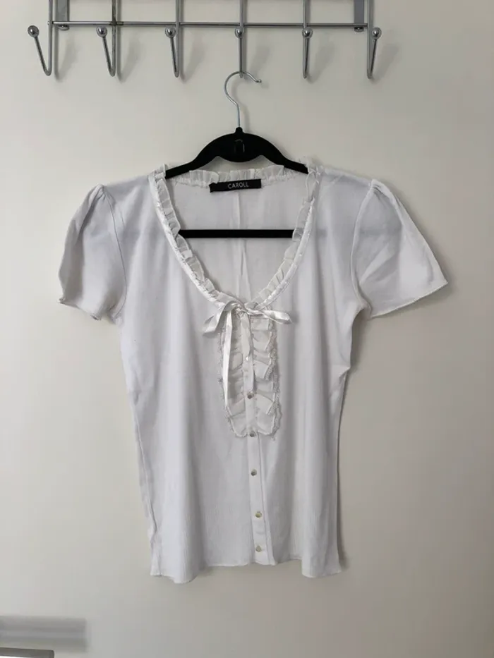 T-shirt à manches courtes blanc Caroll taille S