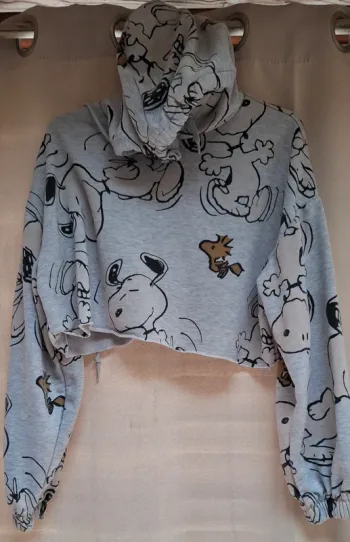 Pull court à capuche motif snoopytaille 38/40 en très bon état "bershka"