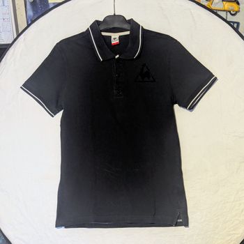 Polo Le Coq Sportif Noir Logo Coq Noir Devant Vêtement Tendance Mode Adolescents