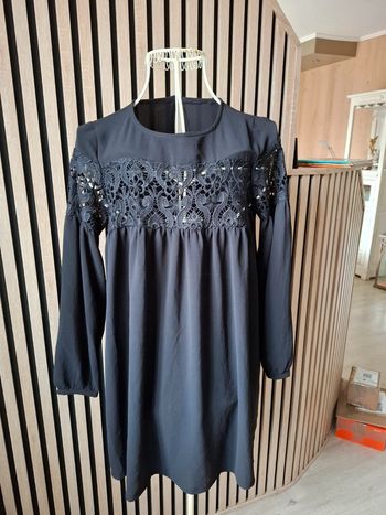 Blouse fluide noire dentellé T 38