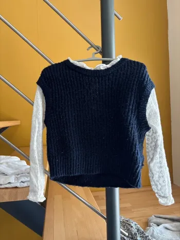 Pull manche en dentelle