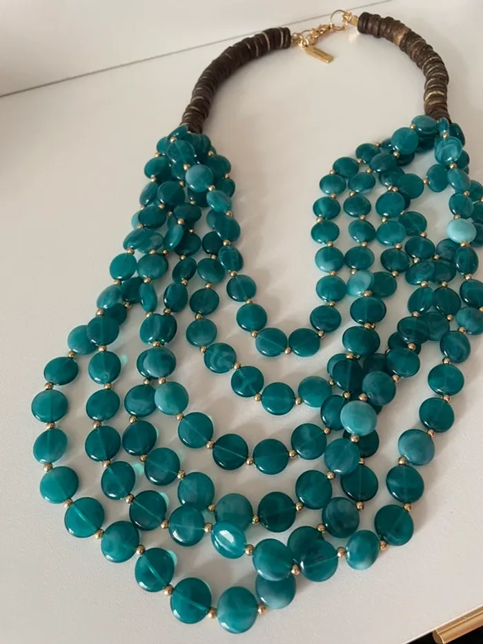Collier Week-end MaxMara perles turquoise multi-rangs - photo numéro 9