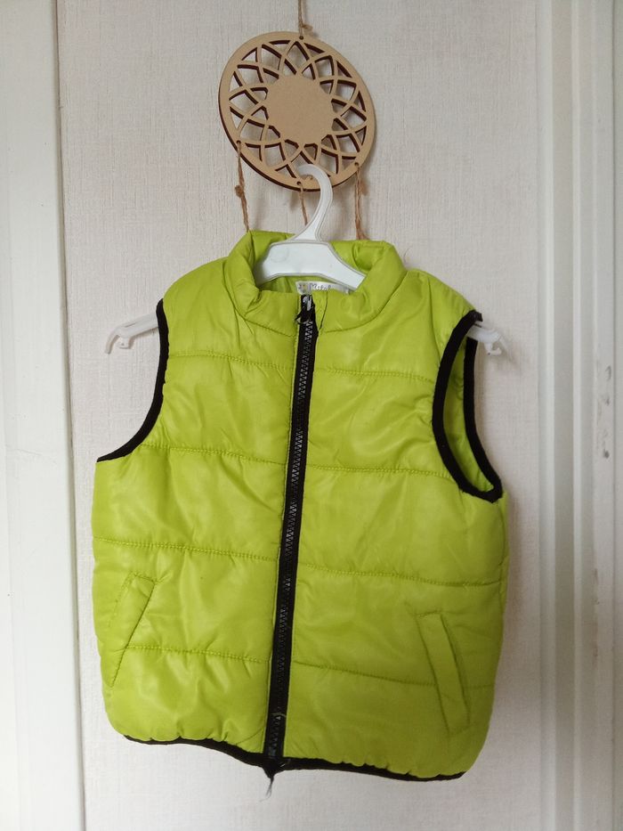 Veste, doudoune sans manches garçon, vert  anis, jaune,  kitchoun 18 mois, mi saison,