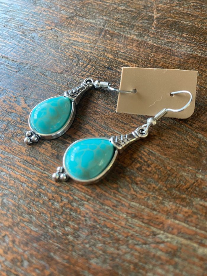 Boucles d’oreilles avec turquoise - photo numéro 2