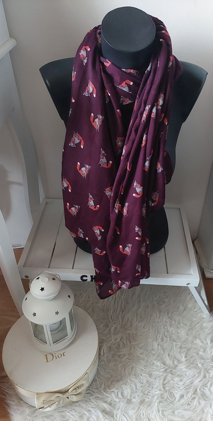 Foulard violet motifs renard Cache Cache neuve  🦊