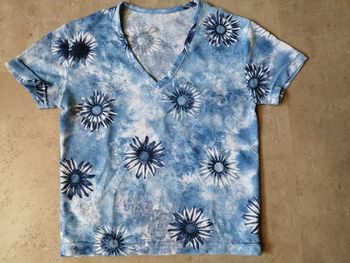 Top voile imprimé bleu col V Taille 10/16 ans