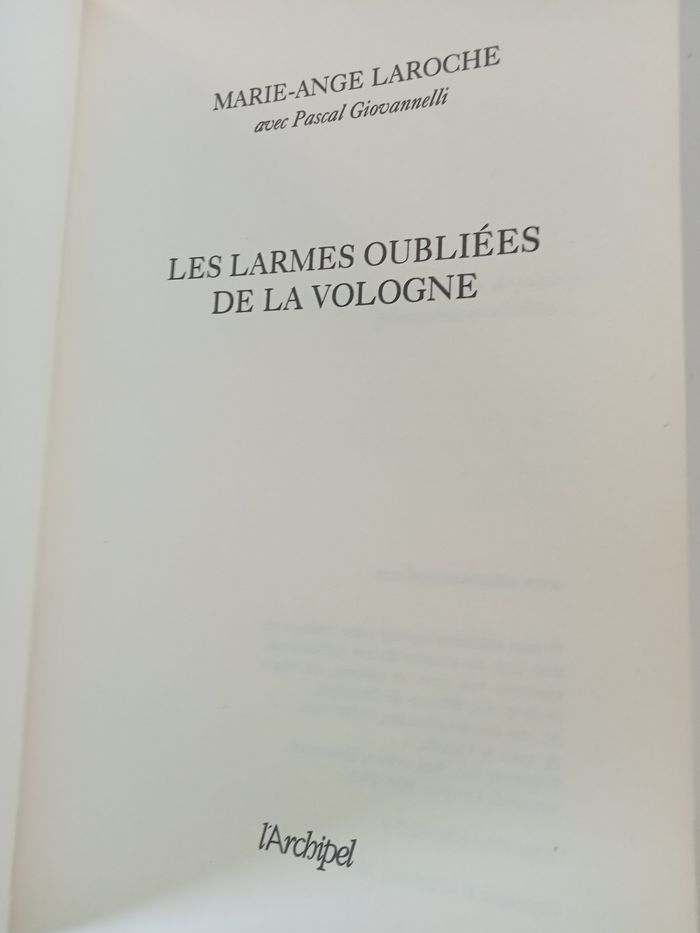 Livre . Les larmes oubliées de la Vologne - photo numéro 3
