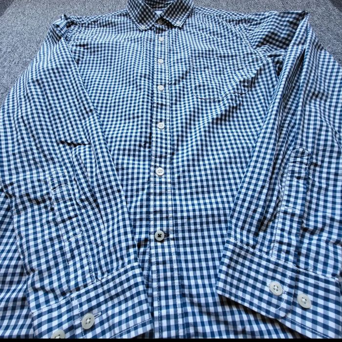 Chemise à carreaux LxM bleue et blanche manches longues col boutonné coupe ajustée taille M Coton - photo numéro 6