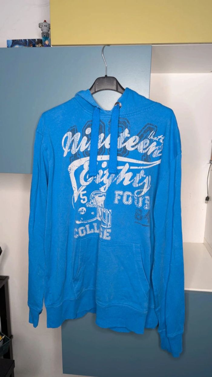 Sweat à capuche bleu La Halle XXL - Style College Américain