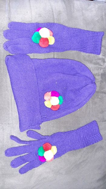 Ensemble bonnet et gants fille