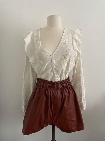 🌸Magnifique Short taille haute marron en simili cuir taille L 🌸