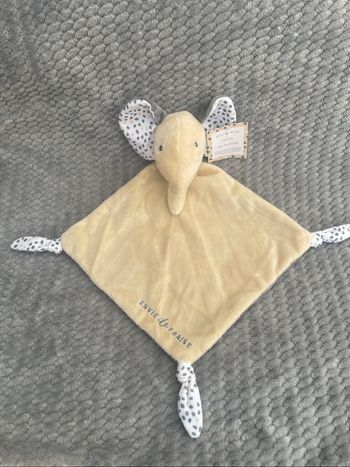 Doudou plat losange Éléphant Beige gris pois Envie de Fraise