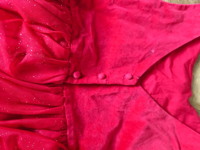 Robe velours rouge 7 ans vert Baudet jupe en tulle tutu a paillettes, fermeture noeud et bouton - photo numéro 5