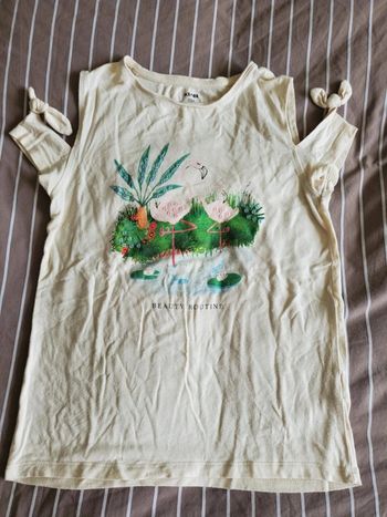 Tee shirt epaules dénudées 10 ans kiabi flamant rose  beauty routine