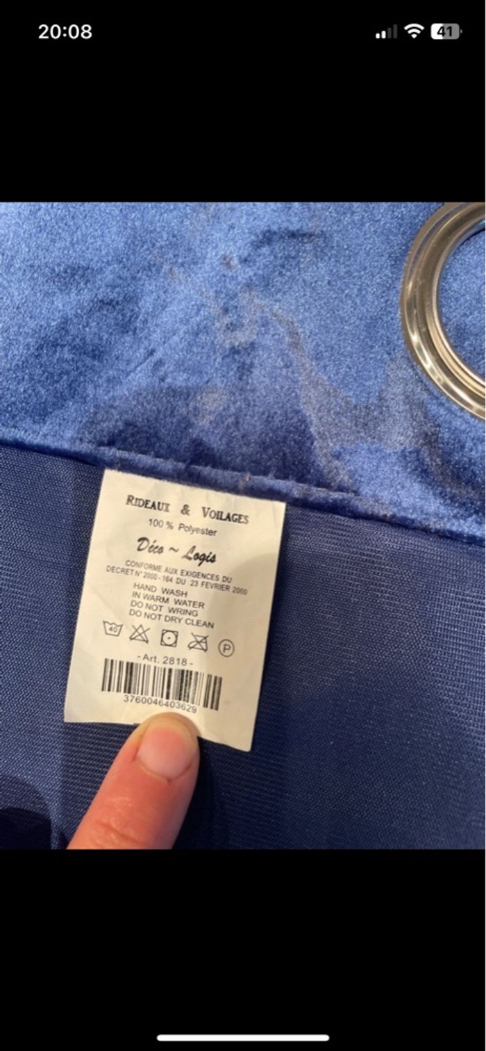 Rideau  bleu velours